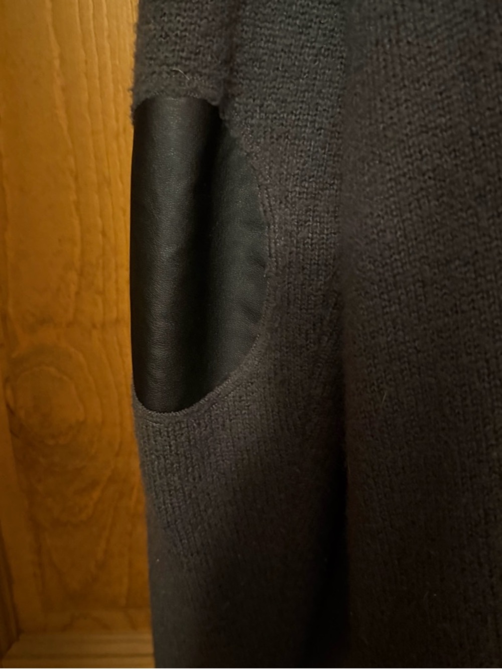Women’s Gray Open-Front Cardigan with Red Patterned Trim - Picture 2 of 3